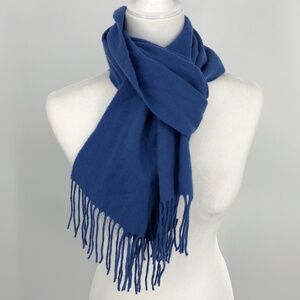 Club Room Mens 100% Cashmere Fringe Scarf Solid Blue Classic Luxury Lightweight‎